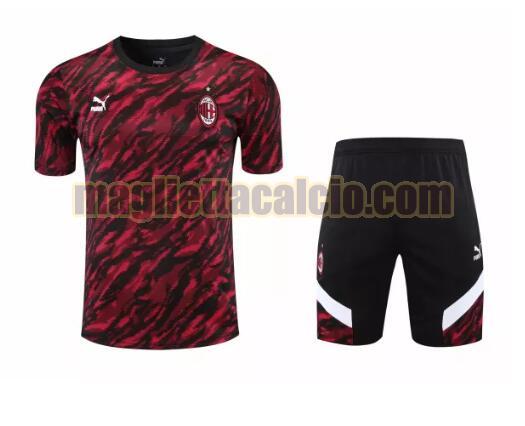 formazione manica corta ac milan uomo mimetico rosso 2021-2022