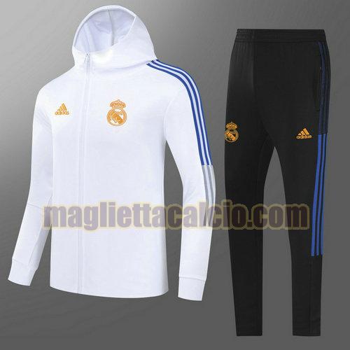 giacca con cappuccio real madrid bambino bianco 2022-2023