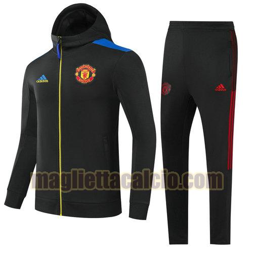 giacca con cappuccio zip intera manchester united uomo nero 2022-2023