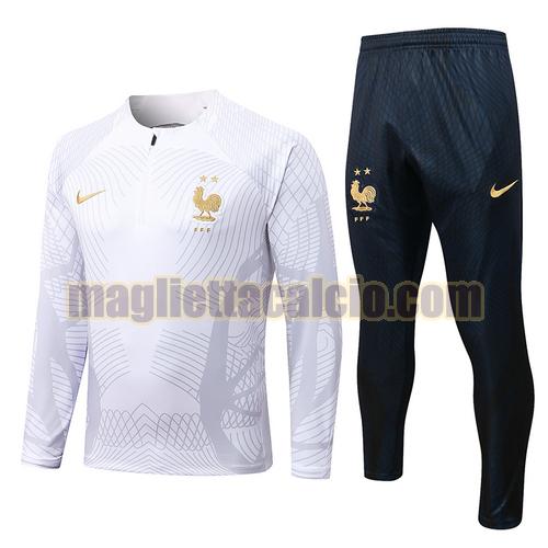 giacca sportiva con mezza zip bianca francia uomo 2022-2023