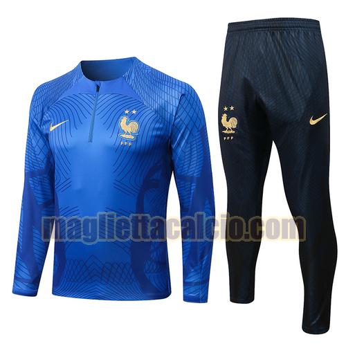 giacca sportiva con mezza zip blu francia uomo 2022-2023