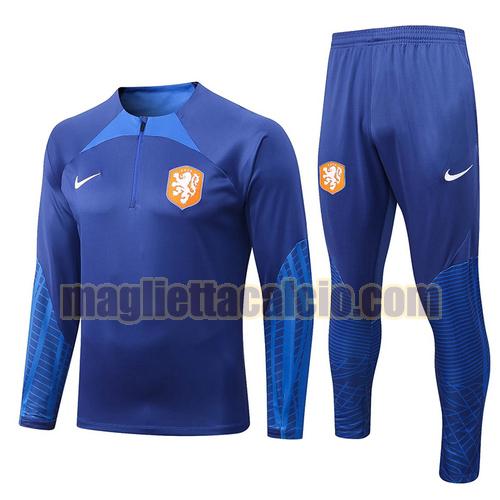 giacca sportiva con mezza zip blu navy olanda uomo 2022-2023