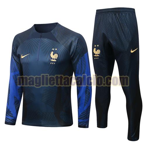 giacca sportiva con mezza zip blu reale francia uomo 2022-2023