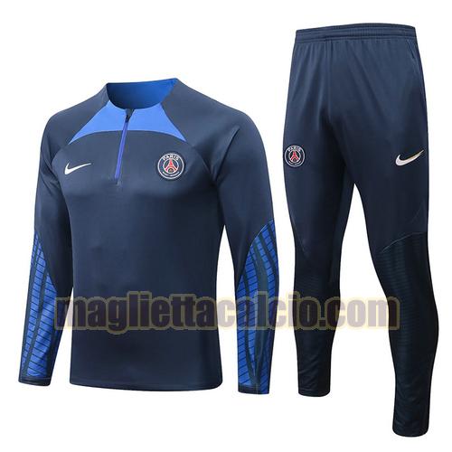 giacca sportiva con mezza zip blu reale paris saint germain uomo 2022-2023