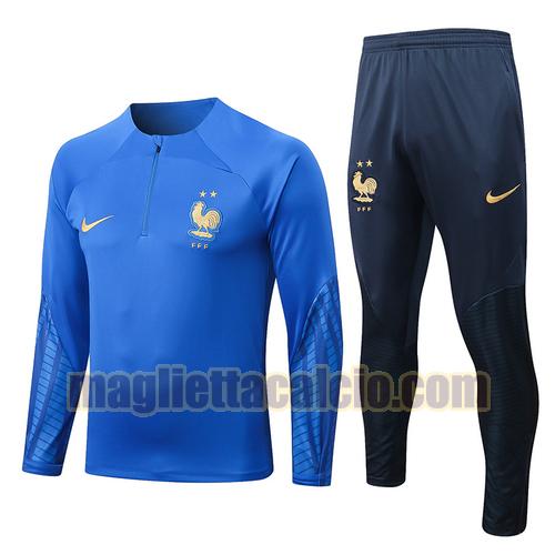 giacca sportiva con mezza zip colore blu francia uomo 2022-2023