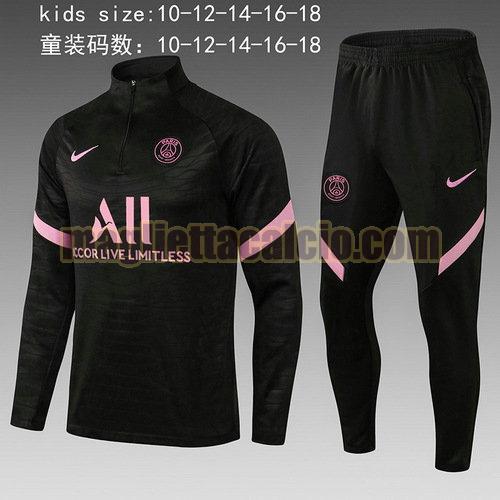 giacca sportiva con mezza zip paris saint germain bambino nero 2022-2023