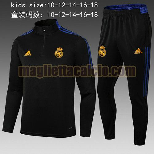 giacca sportiva con mezza zip real madrid bambino nero 2022-2023