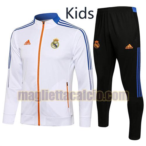 giacca sportiva con zip a poco prezzo real madrid bambino bianco 2021-2022