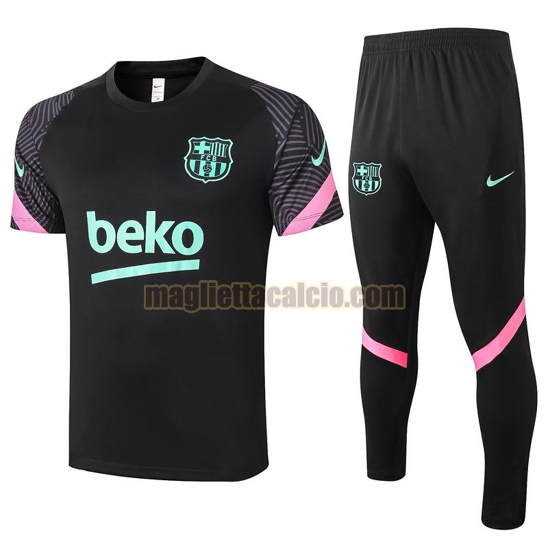 maglia calcio completo barcellona uomo nero 2020-2021