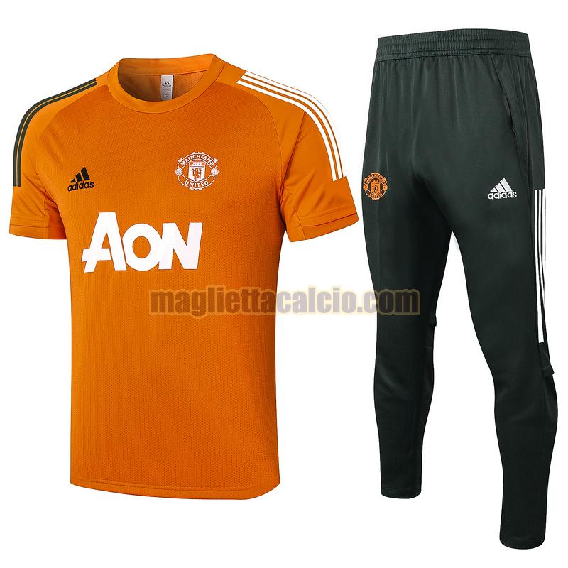maglia calcio completo manchester united uomo arancia 2020-2021
