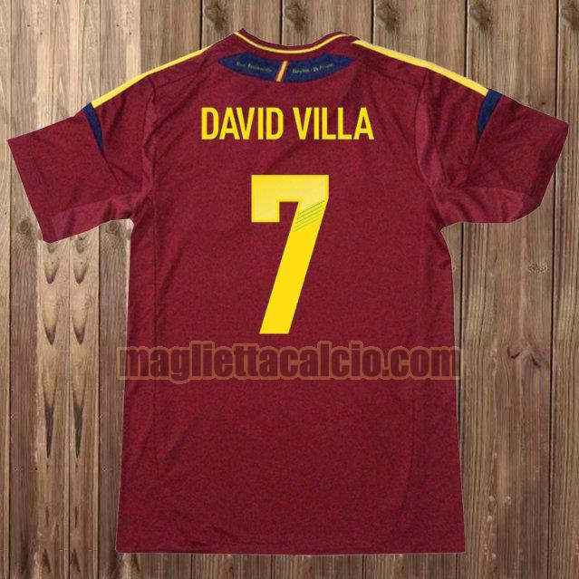 maglia david villa 7 spagna rosso prima 2012