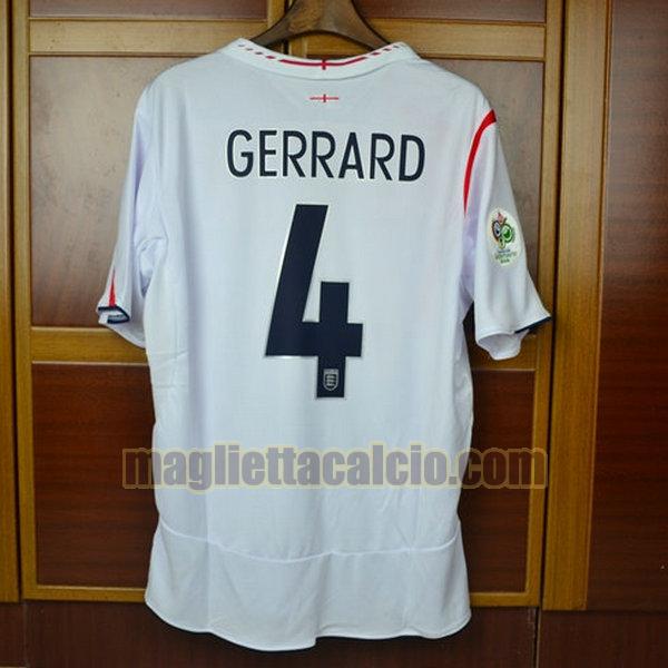 maglia gerrard 4 inghilterra uomo bianco prima 2006