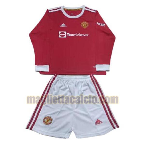 maglia manica lunga manchester united bambino prima 2021-2022