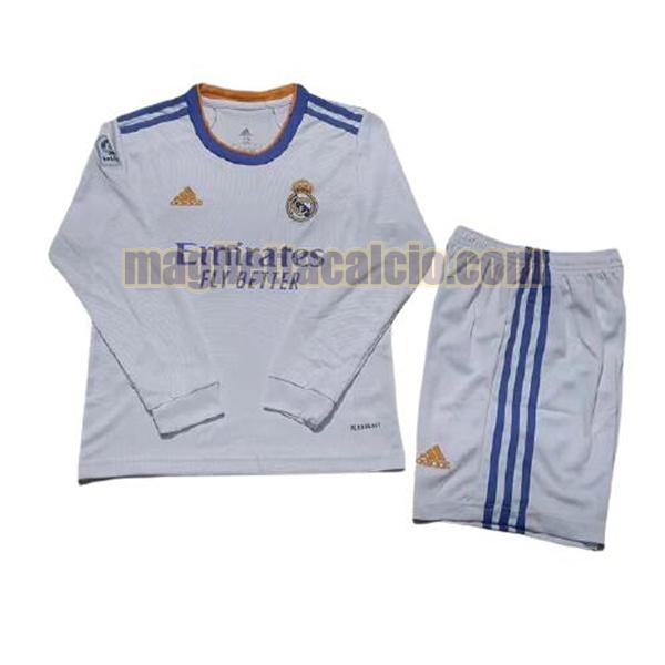 maglia manica lunga real madrid bambino prima 2021-2022