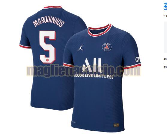 maglia marquinhos 5 paris saint germain uomo prima 2021-2022