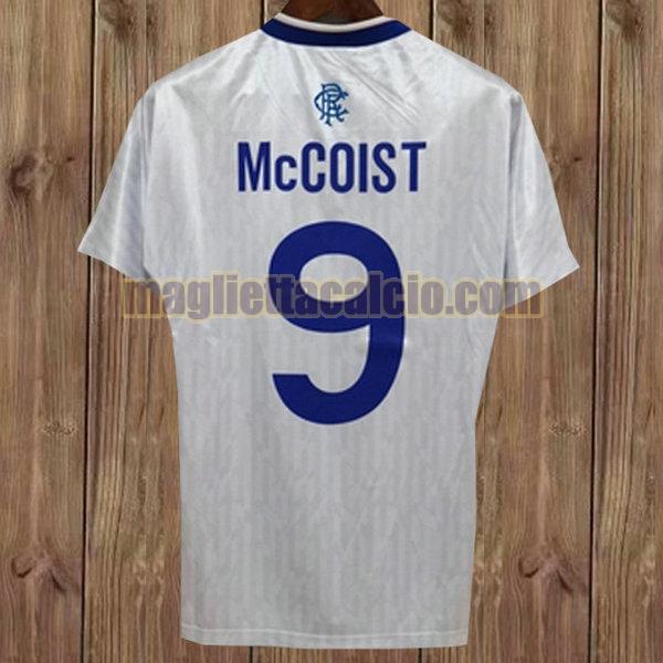 maglia mccoist 9 glasgow rangers uomo bianca seconda divisa 1990-1992
