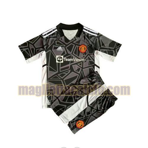 maglia nero manchester united bambino portiere 2022-2023