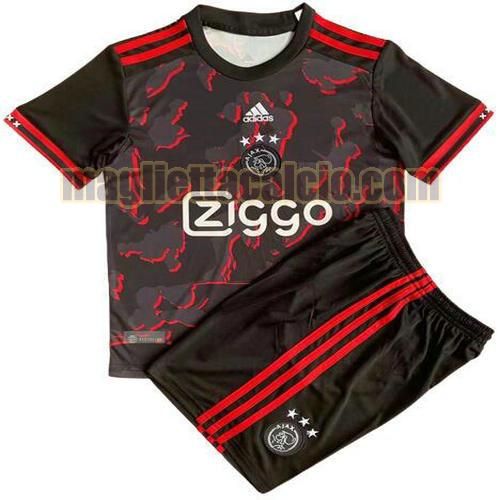 maglia nero rosso ajax bambino concept version 2022-2023