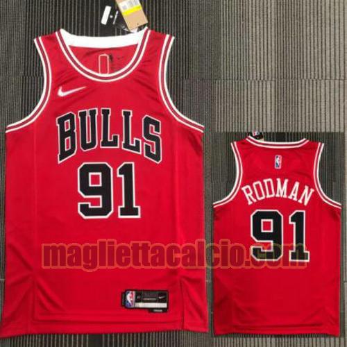 maglia poco prezzo uomo rodman 21-22 75° anniversario chicago bulls rosso 91