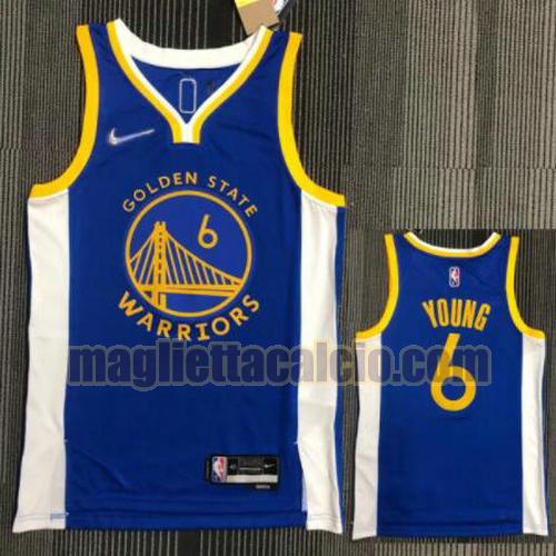 maglia poco prezzo uomo young 21-22 75° anniversario golden state warriors blu 6