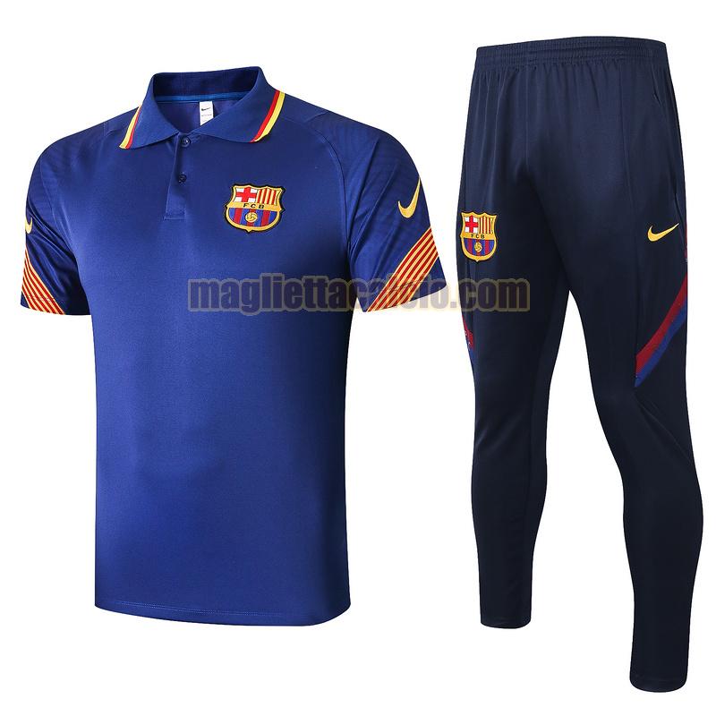 maglia polo calcio barcellona uomo blu 2020-2021