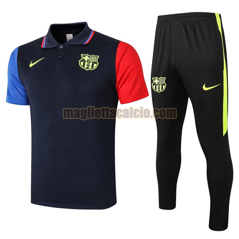 maglia polo calcio barcellona uomo blu rosso 2020-2021