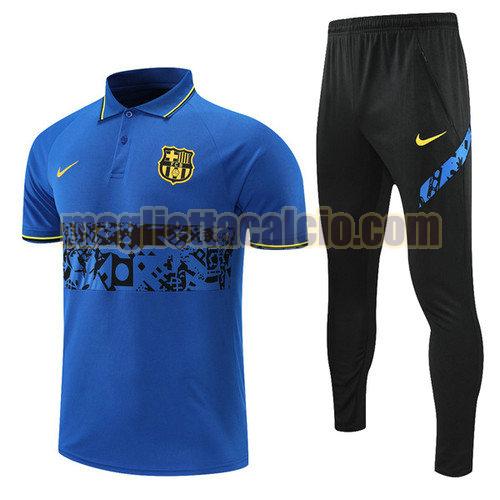 maglia polo calcio blu barcellona uomo 2021-2022