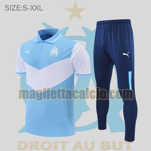 maglia polo calcio blu e bianco olympique marsiglia uomo 2022-2023