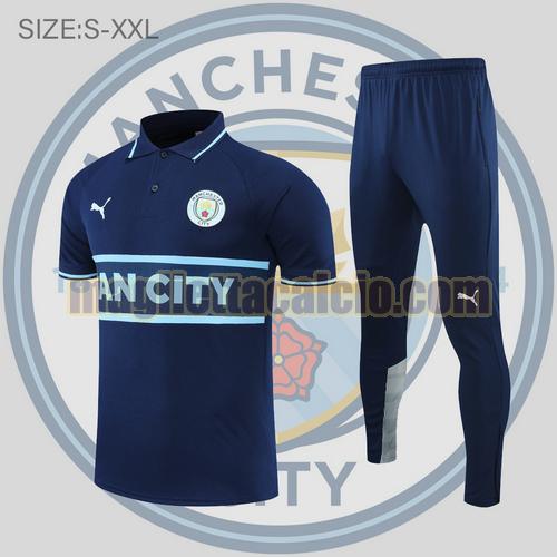 maglia polo calcio blu reale manchester city uomo 2022-2023