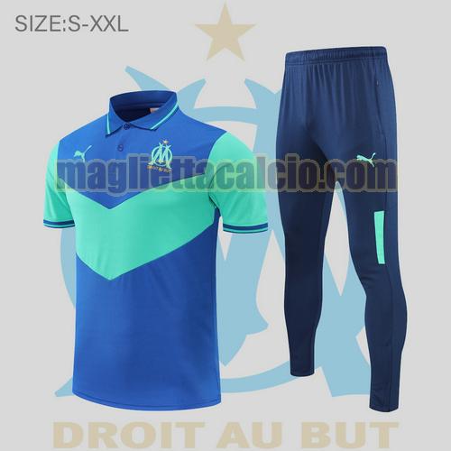 maglia polo calcio blu verde olympique marsiglia uomo 2022-2023