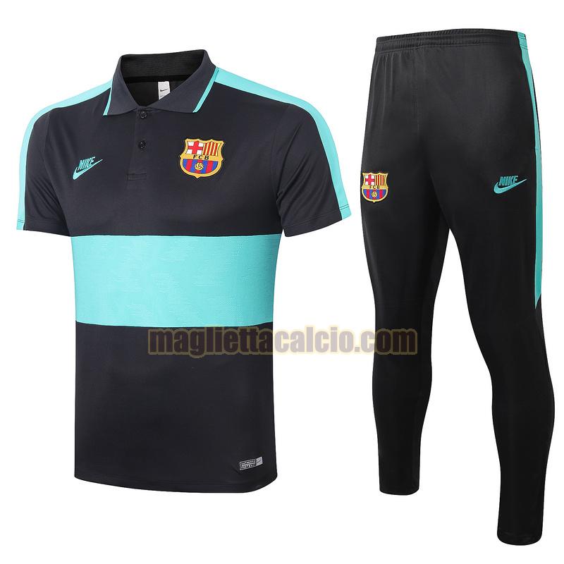 maglia polo calcio completo barcellona uomo arancione verde 2020-2021