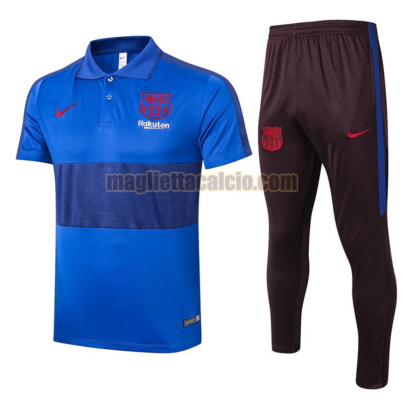 maglia polo calcio completo barcellona uomo blu 2020-2021