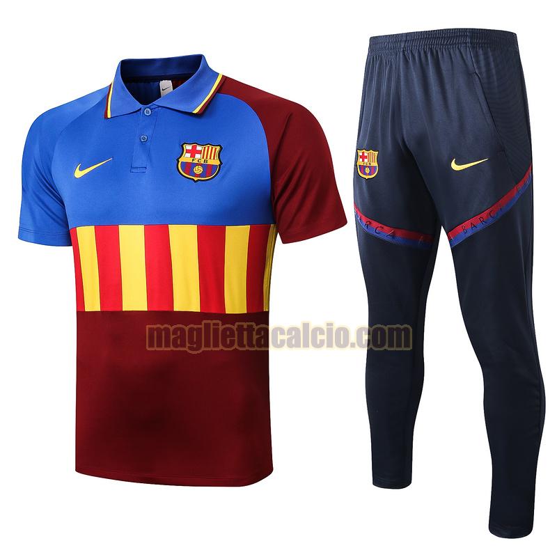 maglia polo calcio completo barcellona uomo blu rosso giallo 2020-2021