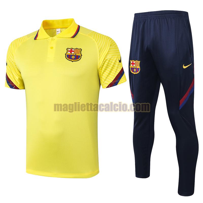 maglia polo calcio completo barcellona uomo giallo 2020-2021