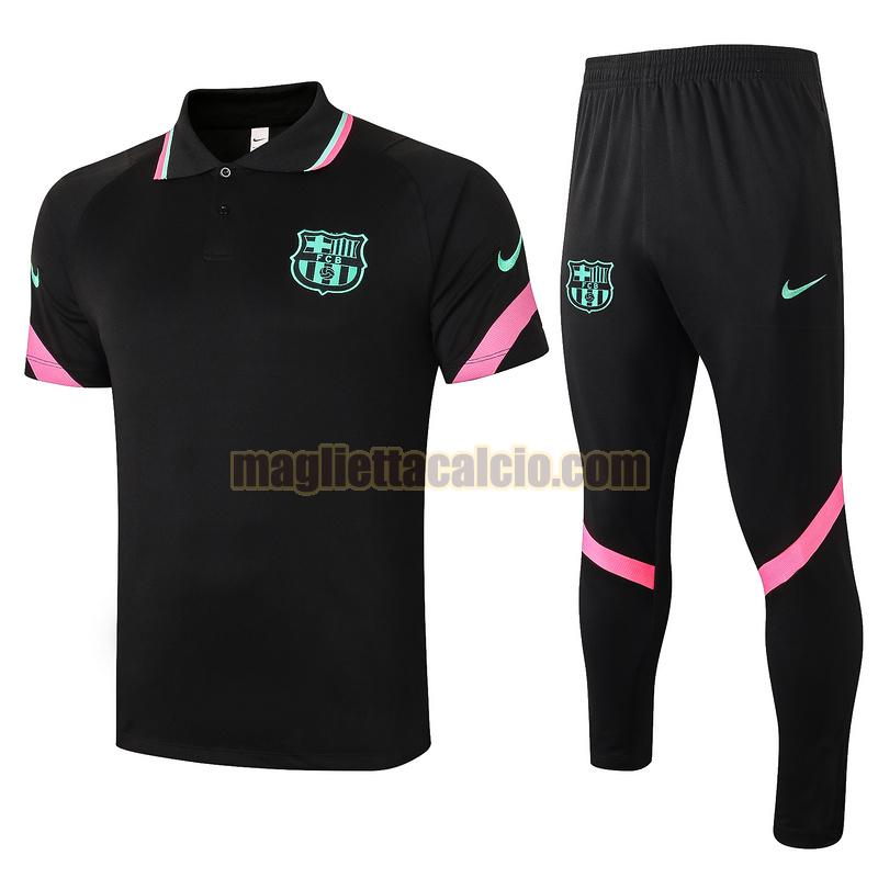 maglia polo calcio completo barcellona uomo nero rosa 2020-2021