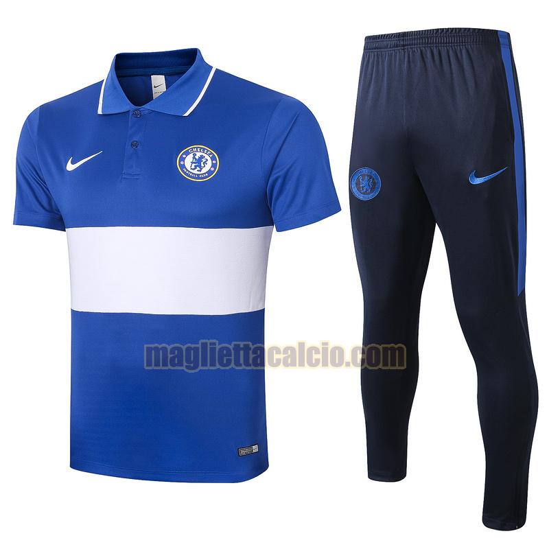 maglia polo calcio completo chelsea uomo blu bianco 2020-2021