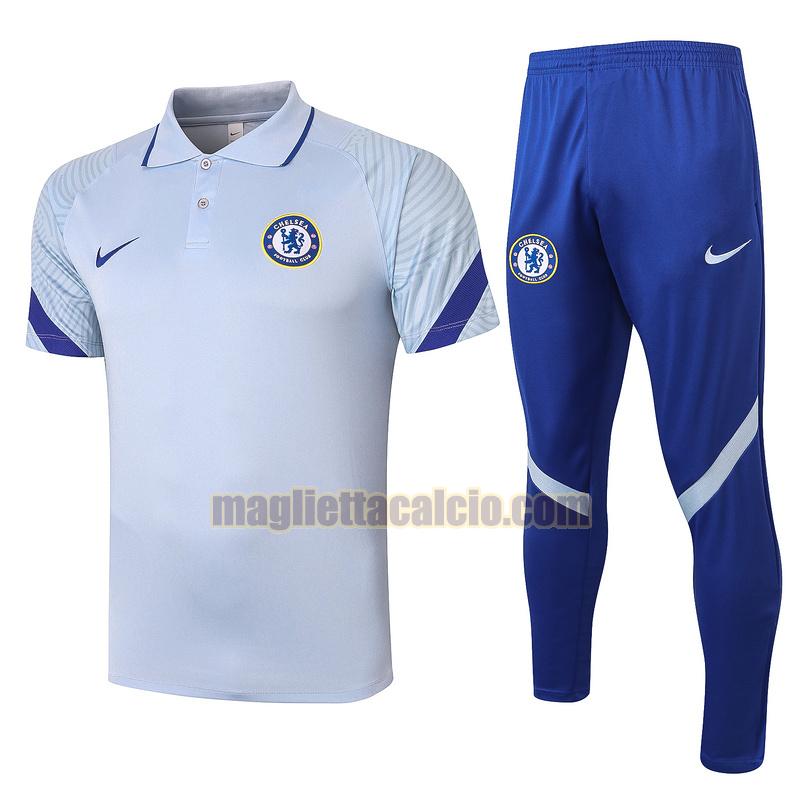 maglia polo calcio completo chelsea uomo grigio 2020-2021