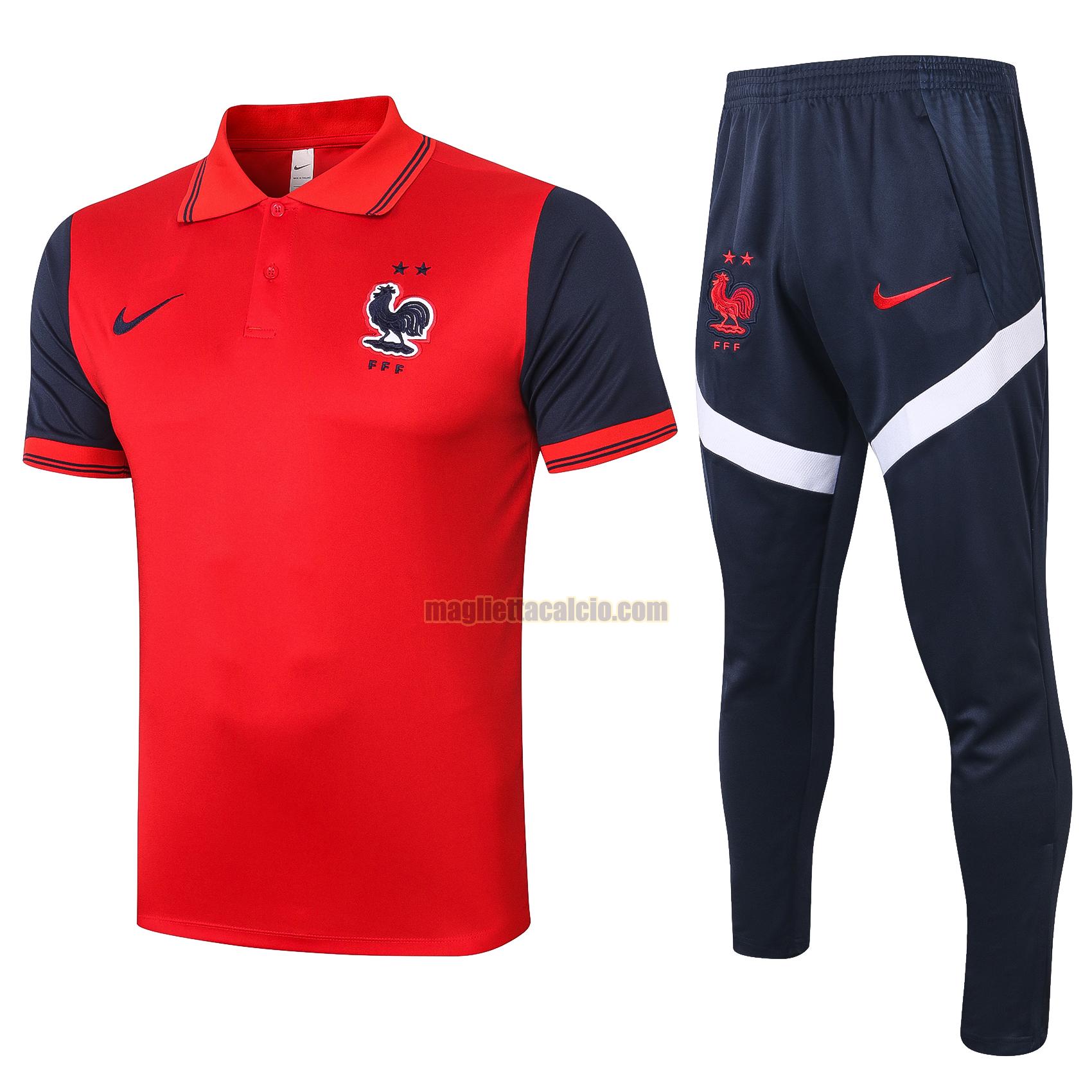 maglia polo calcio completo francia uomo rosso 2020-2021