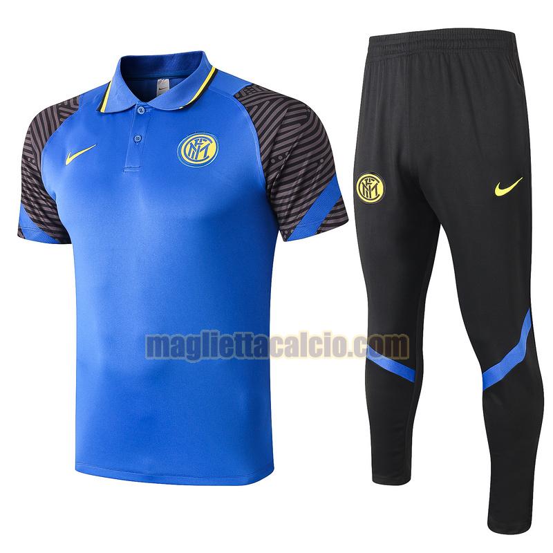 maglia polo calcio completo inter milan uomo blu 2020-2021