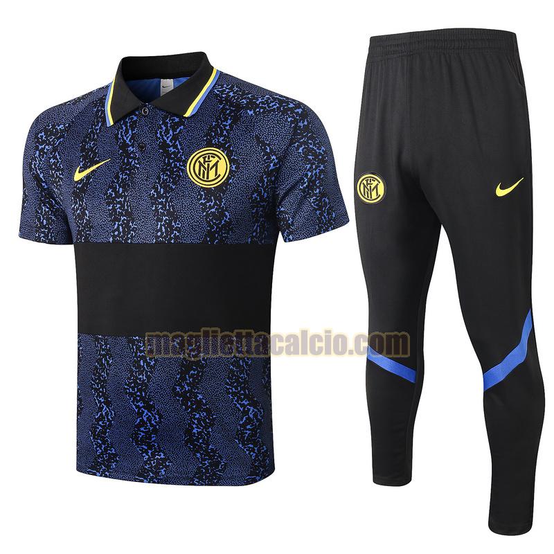 maglia polo calcio completo inter milan uomo blu nero 2020-2021