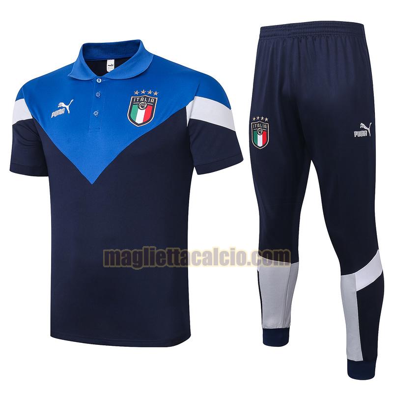 maglia polo calcio completo italia uomo blu 2020-2021