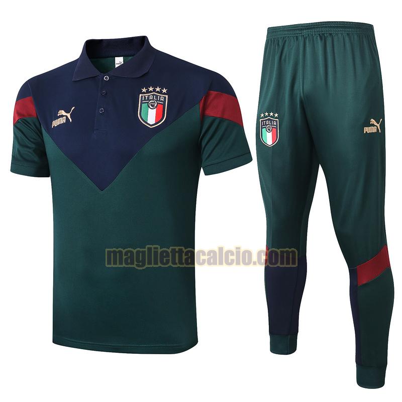 maglia polo calcio completo italia uomo verde 2020-2021