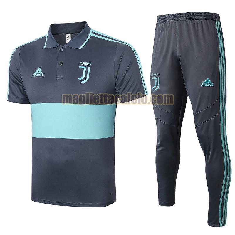 maglia polo calcio completo juventus uomo grigio blu 2020-2021