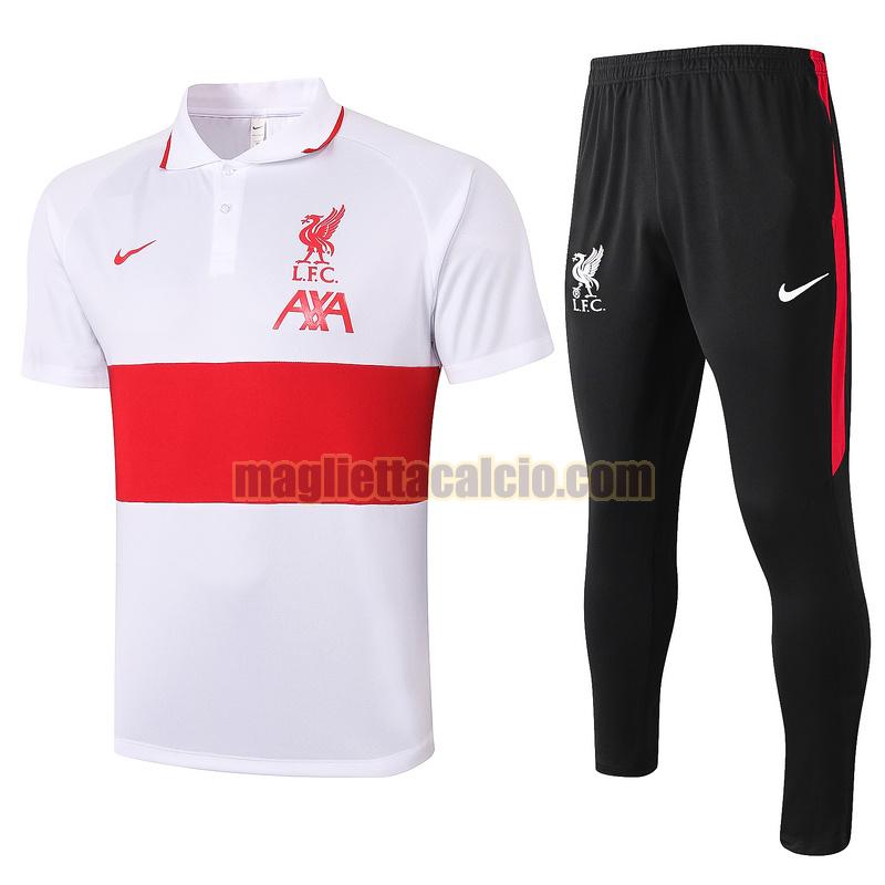 maglia polo calcio completo liverpool uomo bianco rosso 2020-2021