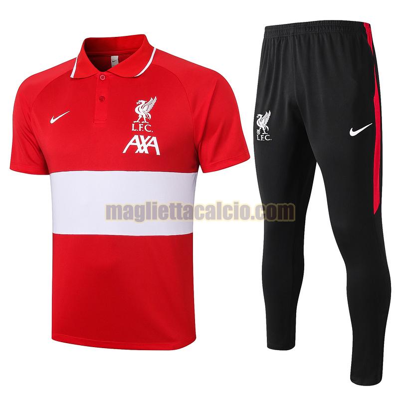 maglia polo calcio completo liverpool uomo rosso bianco 2020-2021