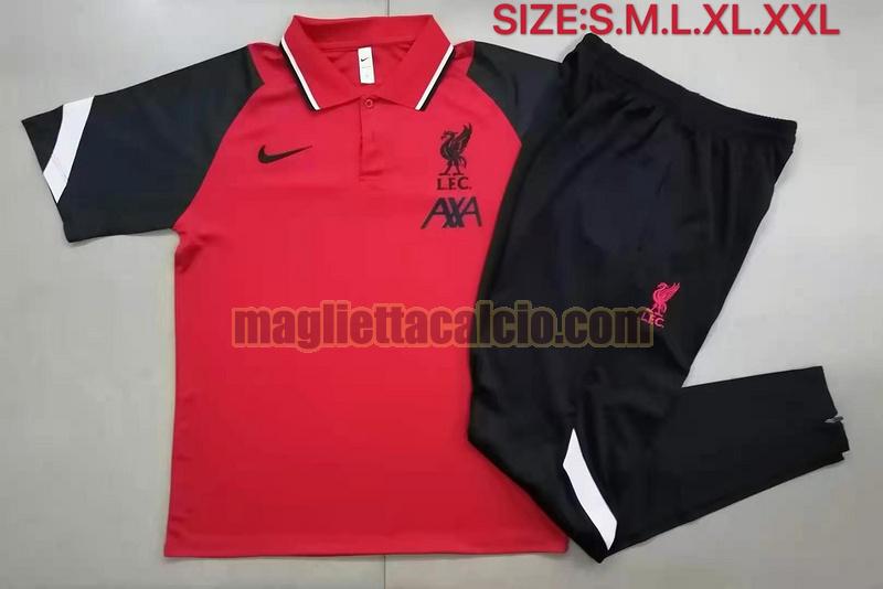 maglia polo calcio completo liverpool uomo rosso nero 2020-2021