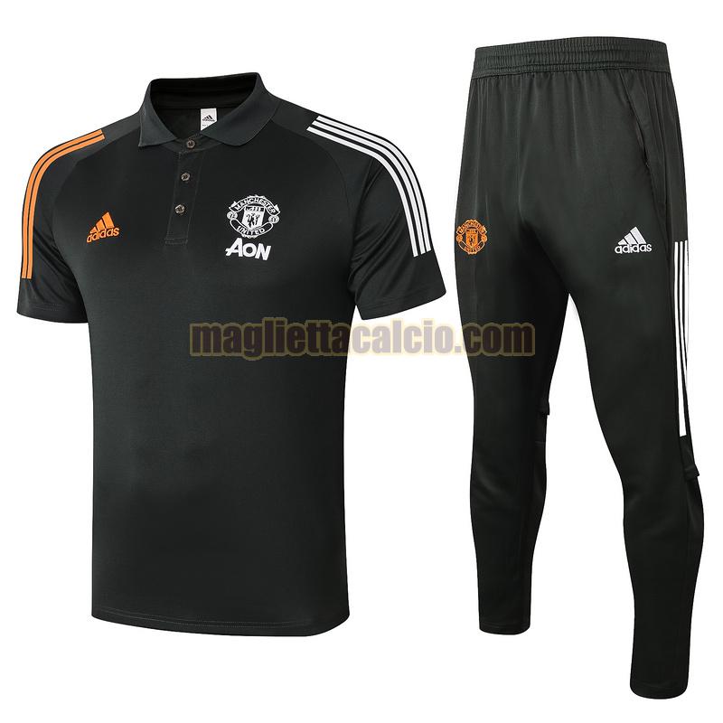 maglia polo calcio completo manchester united uomo verde 2020-2021