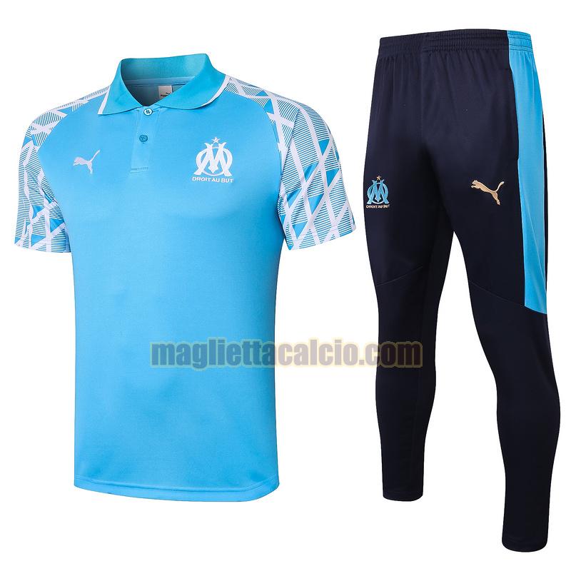 maglia polo calcio completo olympique marsiglia uomo blu 2020-2021