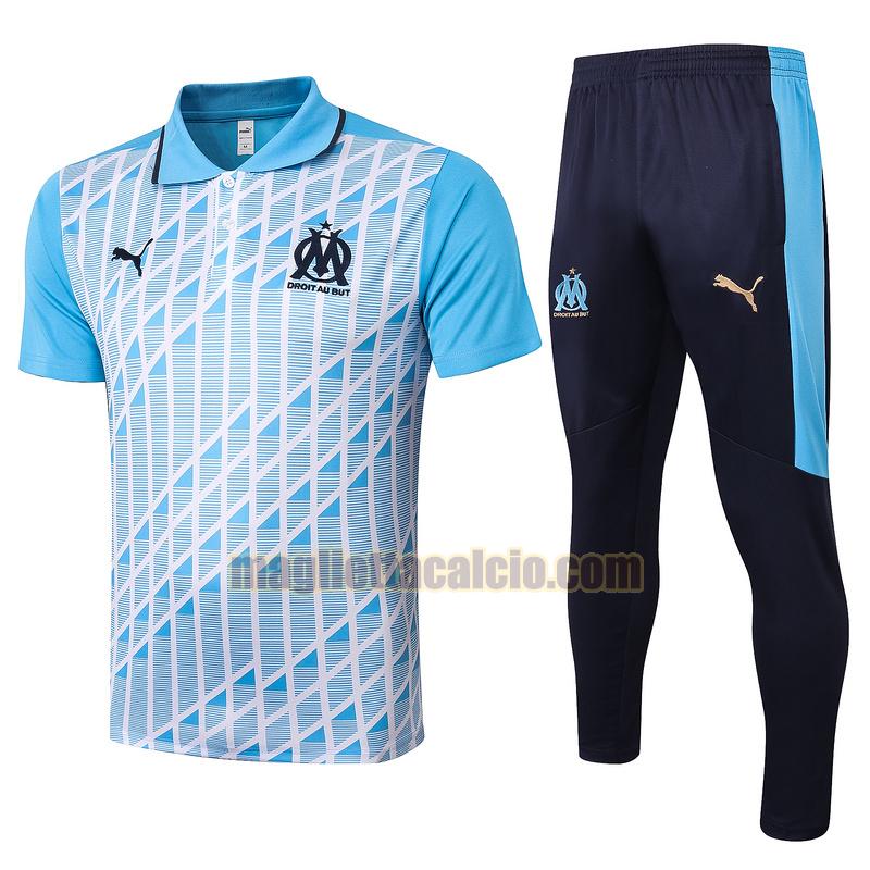 maglia polo calcio completo olympique marsiglia uomo blu bianco 2020-2021