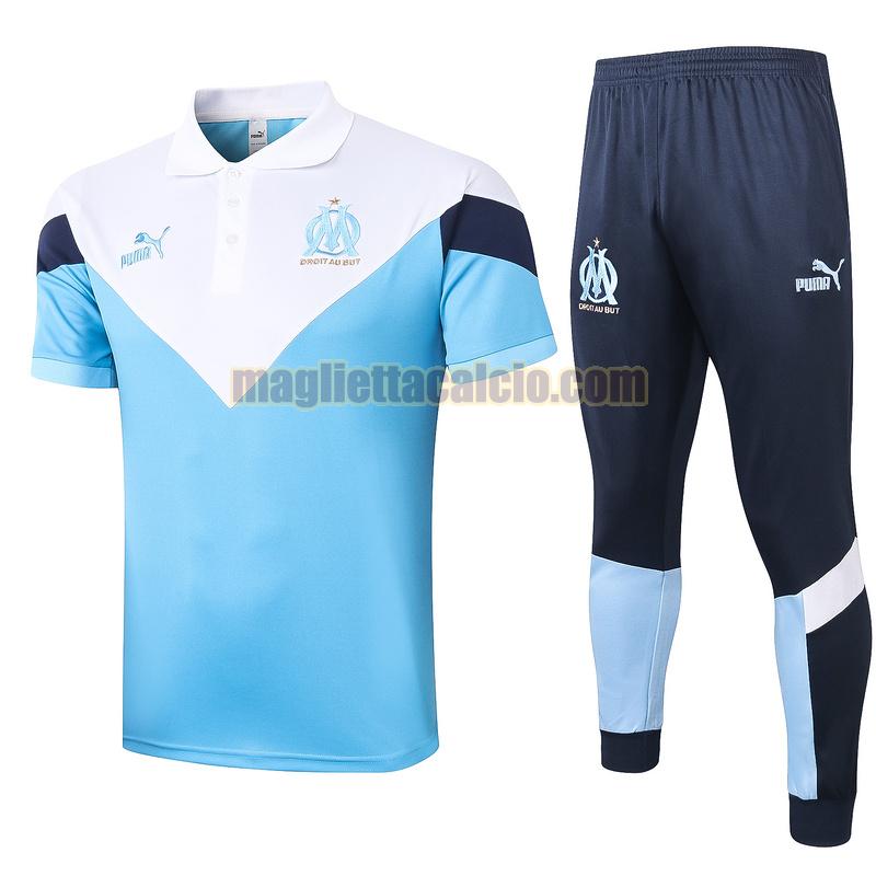 maglia polo calcio completo olympique marsiglia uomo blu bianco nero 2020-2021